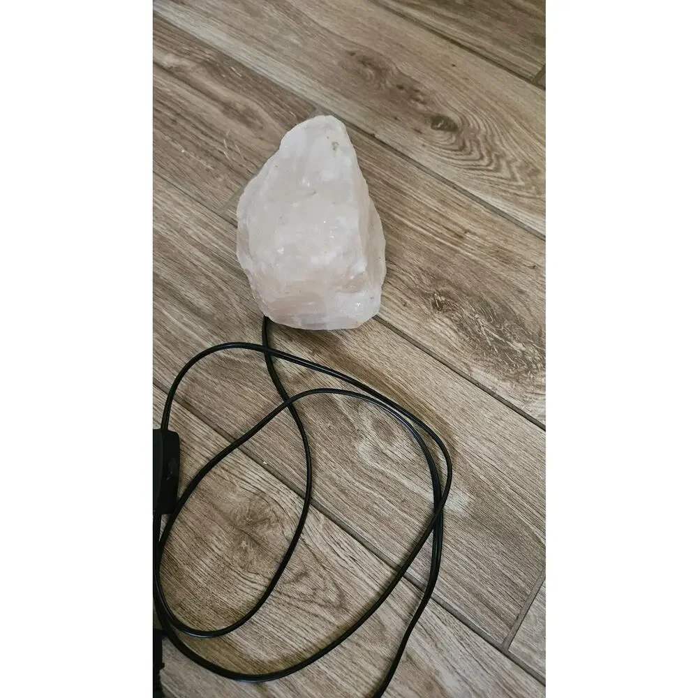 Himalayan Pink Salt Lamp Natural Crystal Wood Base Cord Switch 5in